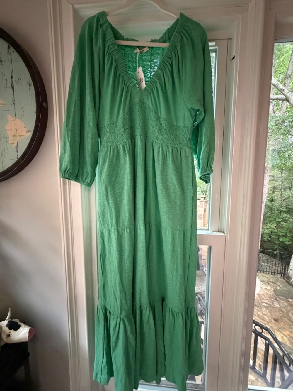Marine Layer Florence‎ Vintage Slub Midi Dress Extra Large Tiered Ruched NWT